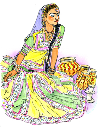インドの音楽が始まり、鮮やかな衣装をまとった華奢な体がしなやかに動きステップを踏む。 スケッチのためにポーズをしてもらうと18歳の顔になった。